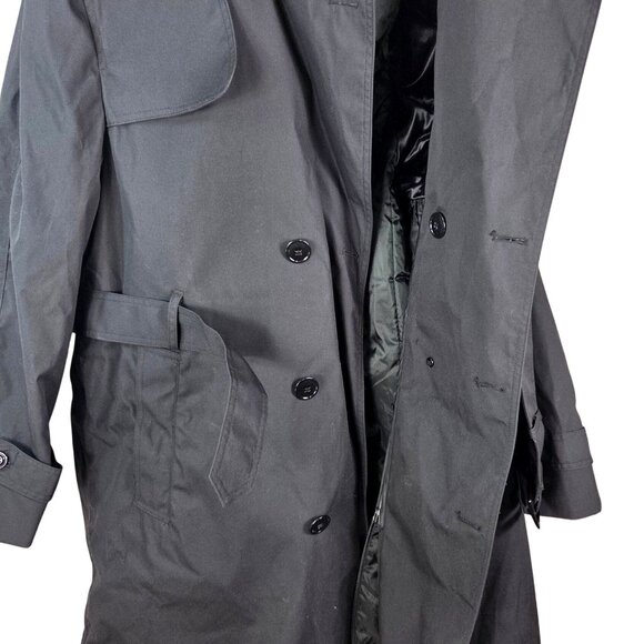 American Apparel Mens Black Military Trench Coat 44R Garrison Collection All Wea - Picture 9 of 9